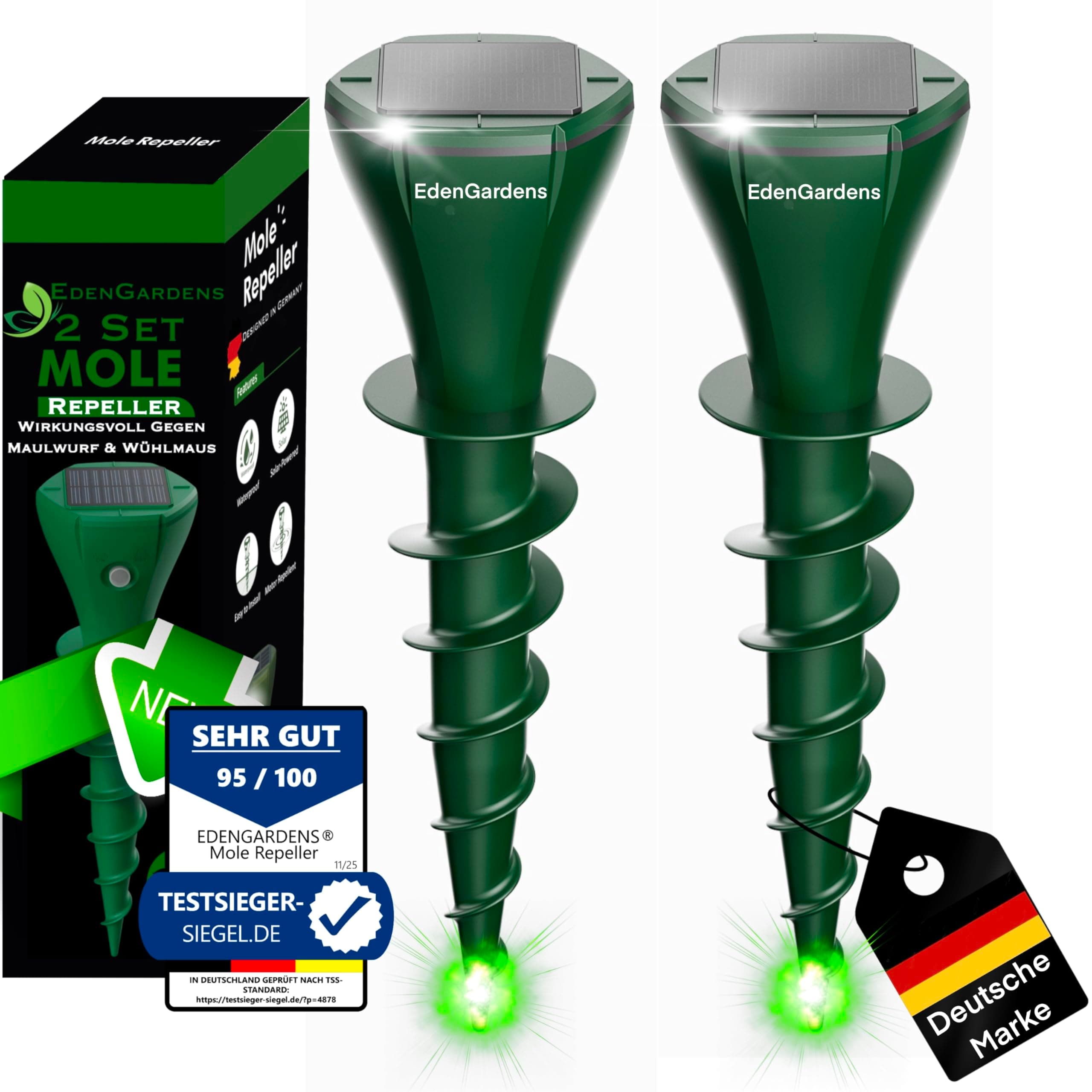 EdenGardens 2er Pack SOLAR MOLE Repeller Maulwurf Vertreiber bestes Mittel gegen Wühlmäuse & Maulwurf - Maulwurfschreck Maulwurf vertreiben Angebot bei HelloDeals