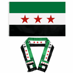 Syrische Flagge 90x150 cm und Flaggenschal 135x14 cm - Wetterfeste Fahne und Doppelseitiger Schal mit Messingösen Style3 Angebot bei HelloDeals