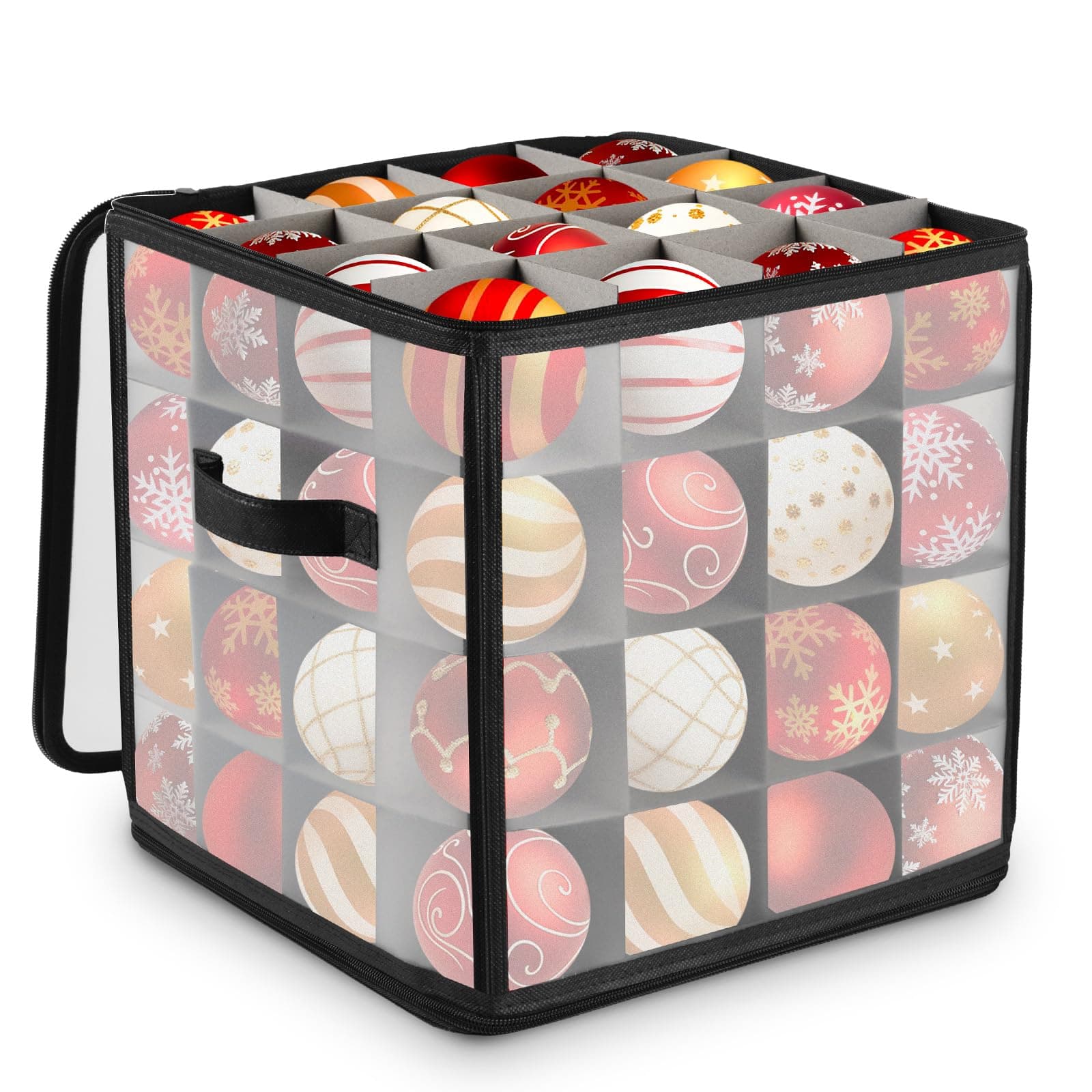 Weihnachtskugelboxen für 64 Christbaumkugeln, Box für Weihnachtskugeln, Tannenbaum, Baumschmuck, Weihnachtsschmuck, Weihnachtsdeko Aufbewahrungsbox mit 4 Lagen Schwarz Angebot bei HelloDeals