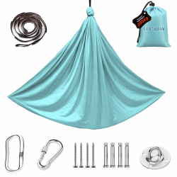 Yoga-Set, Yoga-Zubehör,Hängematte 280 x 150 cm, 200 kg Belastung,inkl. Kompletter Installationshardware,klein Hellblau Angebot bei HelloDeals