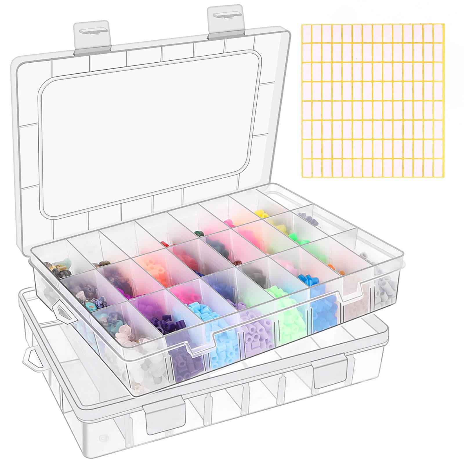 24 Fächer Sortierbox für Kleinteile, 2er-Set Aufbewahrungsbox Klein, Einstellbar Plastik Sortimentsbox Kleinteile Organizer, Transparente Sortierboxen für Schmuck Perlen, Ohrring, Schrauben Angebot bei HelloDeals