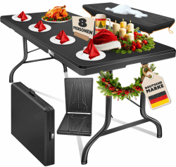 KESSER® Buffettisch Tisch klappbar Kunststoff 183x76 cm Campingtisch Partytisch Klapptisch Gartentisch für Garten, Terrasse und Balkon zusammenklappbar 6 Personen inkl. Cover & Tragegriff, Anthrazit Angebot bei HelloDeals