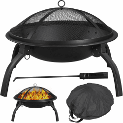 Yaheetech Feuerstelle Feuerschale mit Funkenschutz, Klappbare Feuerkorb Outdoor Fire Pits Feuerschalen für den Garten, Winter Heizung, Wohnmobil Reisen und Camping, Ø54 cm Ø 54 cm Angebot bei HelloDeals