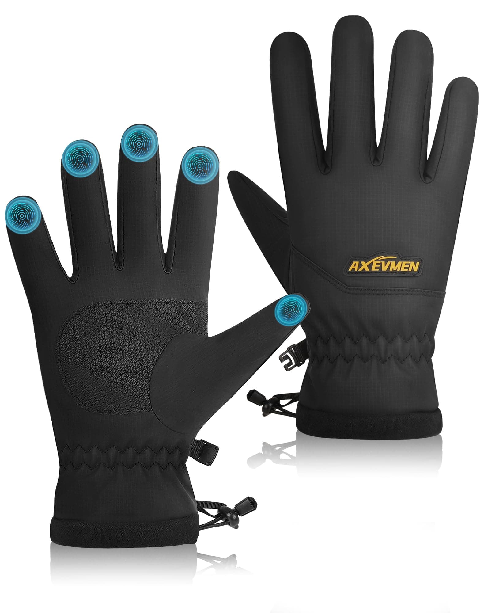 wasserdichte Winterhandschuhe Herren Damen, Thermo Warme Fahrradhandschuhe mit Touchscreen, Plüschfutter, Winddicht & rutschfest für Ski, Outdoor, Laufen Laufen Wandern Plüsch Winter Schwarz XL Angebot bei HelloDeals