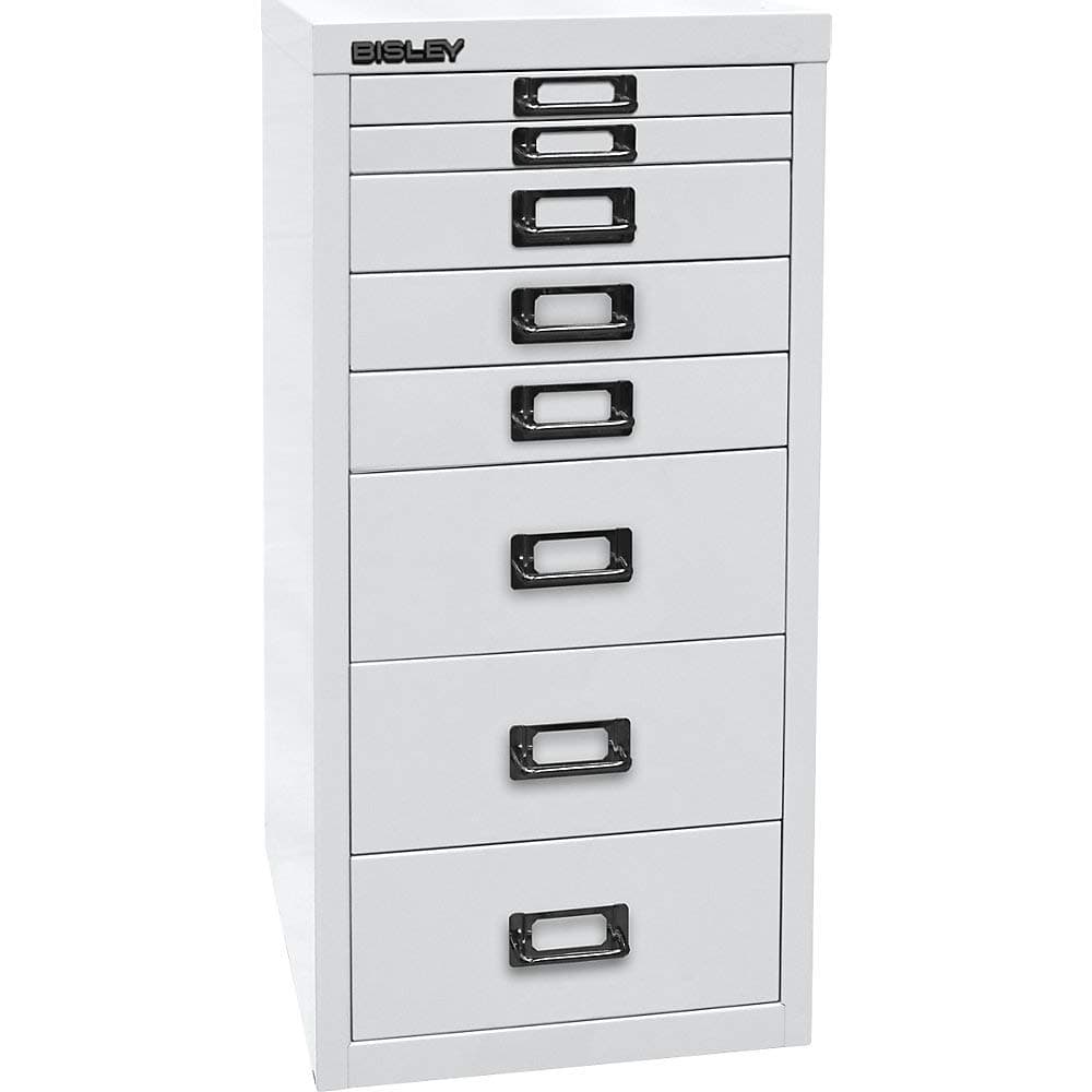 BISLEY MultiDrawer, 29er Serie, DIN A4, 8 Schubladen, Metall, 696 Verkehrsweiß, 38 x 27.9 x 59 cm Angebot bei HelloDeals