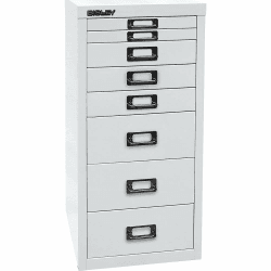 BISLEY MultiDrawer, 29er Serie, DIN A4, 8 Schubladen, Metall, 696 Verkehrsweiß, 38 x 27.9 x 59 cm Angebot bei HelloDeals