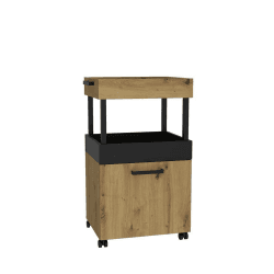 FORTE HOME BAR Barschrank mit Rollen und 1 Tür, Holzwerkstoff, Artisan Eiche / Schwarz matt, 50.2 x 88.5 x 41 cm Angebot bei HelloDeals