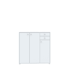 Forte Tempra 2 Kommode mit 3 Türen und 2 Schubladen, Holzwerkstoff, weiß, Bx H xT: 108,8 x 111,1 x 34,8 cm Angebot bei HelloDeals