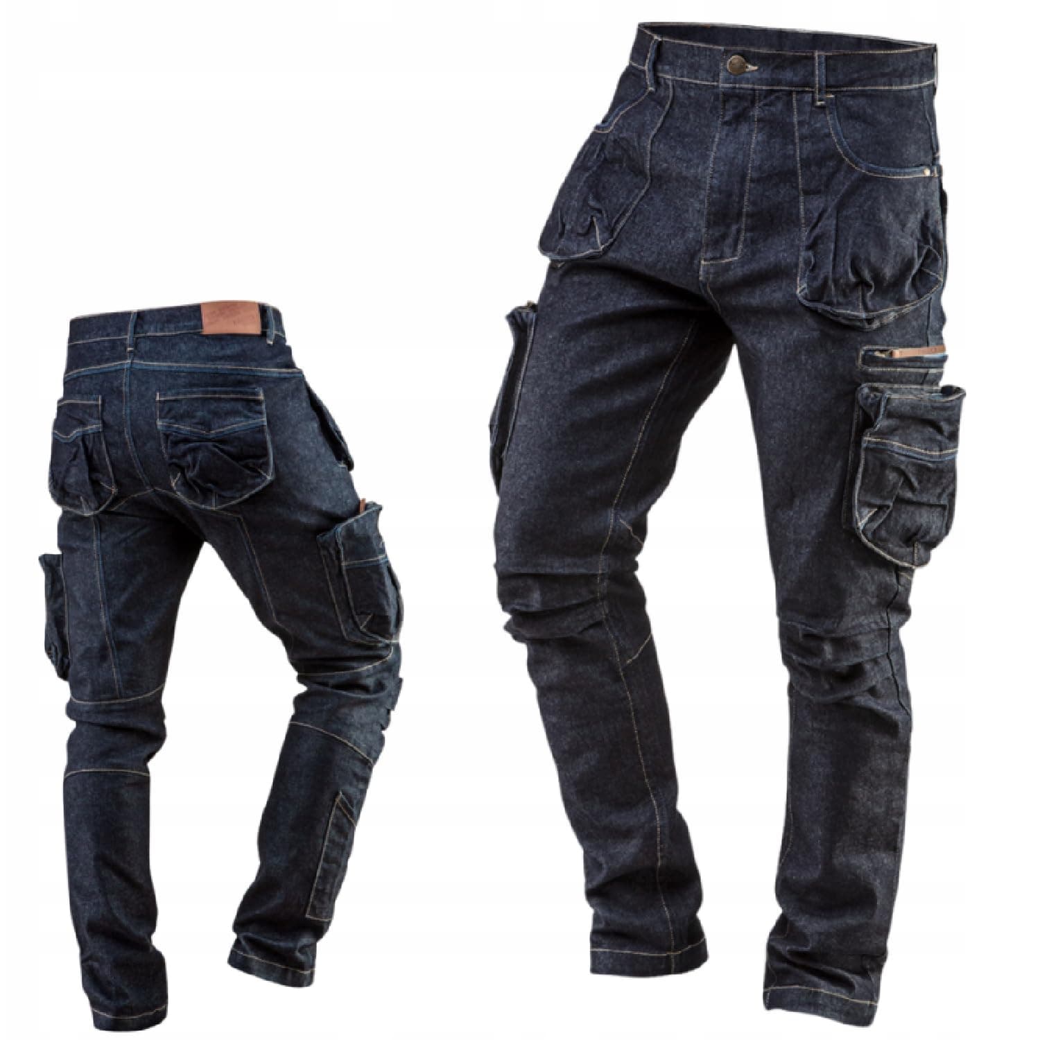 NEO TOOLS Herren Arbeitshose Denim oder Set, lang, 8 Pockets, Gr.XS-3XL, verstärkte Nähte, ausprofilierter Kniebereich, Mischgewebe 98% Baumwolle, 2% Elasthan 410 g/m2 Multifunktionstaschen, Cargo L Denim Angebot bei HelloDeals