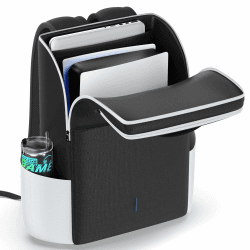 Rucksack für PS5 / Slim / Pro-Konsole, voller Schutz PS5 Tasche, große Kapazität PS5 Reisetasche für Dual Controller, PS Portal, Laptop, Spielkarten, PS5 Rucksack mit 3 Kabel Tasche Weiß und Schwarz Angebot bei HelloDeals