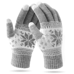 VENI MASEE Winter Touchscreen Gloves, Snow Flower Print, Keep Warm,for Men and Women Damen Grau Angebot bei HelloDeals