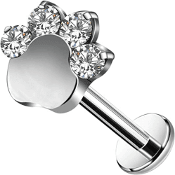 CM Crareesi Mania Hundepfote Piercing Ohr Helix Piercings Silber 16G Ohrpiercing G23 Titan Tragus Lippe Knorpel Conch Flache Rückseite Piercing Stecker Innengewinde Forward Helix Ohrringe für Frauen Angebot bei HelloDeals