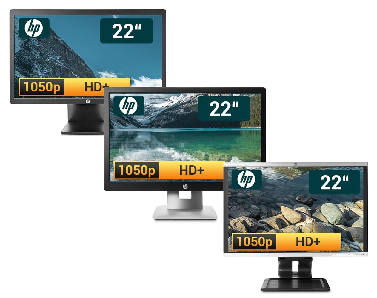 HP 22 Zoll Business Computer Monitor, Desktop Gaming Monitor, HD+ (VGA - DVI - VESA), PC Bildschirm, schwarz/Silber (Generalüberholt) Angebot bei HelloDeals