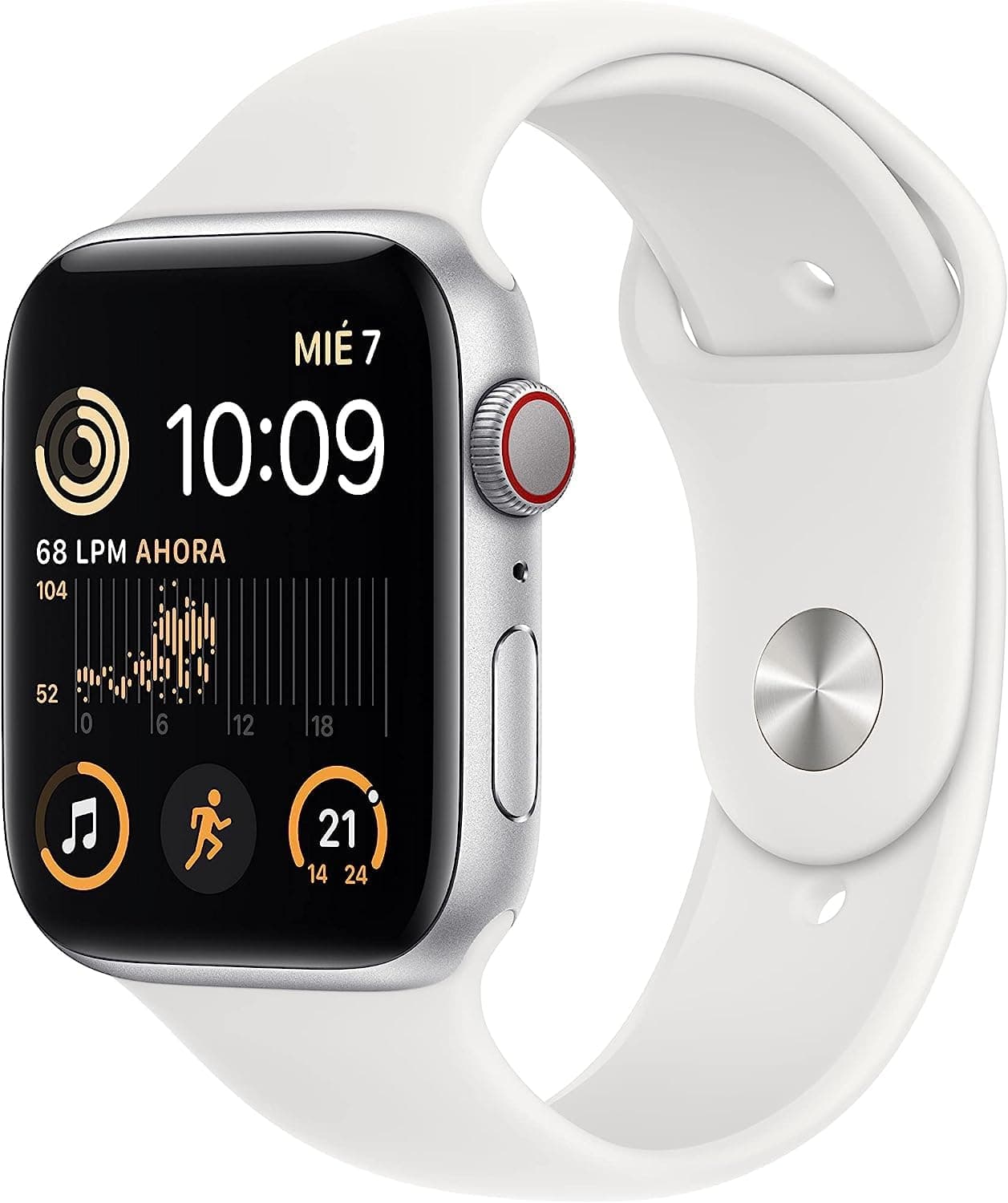 Apple Watch SE 2nd Generation (GPS, 44MM) - Silver Aluminum Case with White Sport Band, Regular (Generalüberholt) Angebot bei HelloDeals