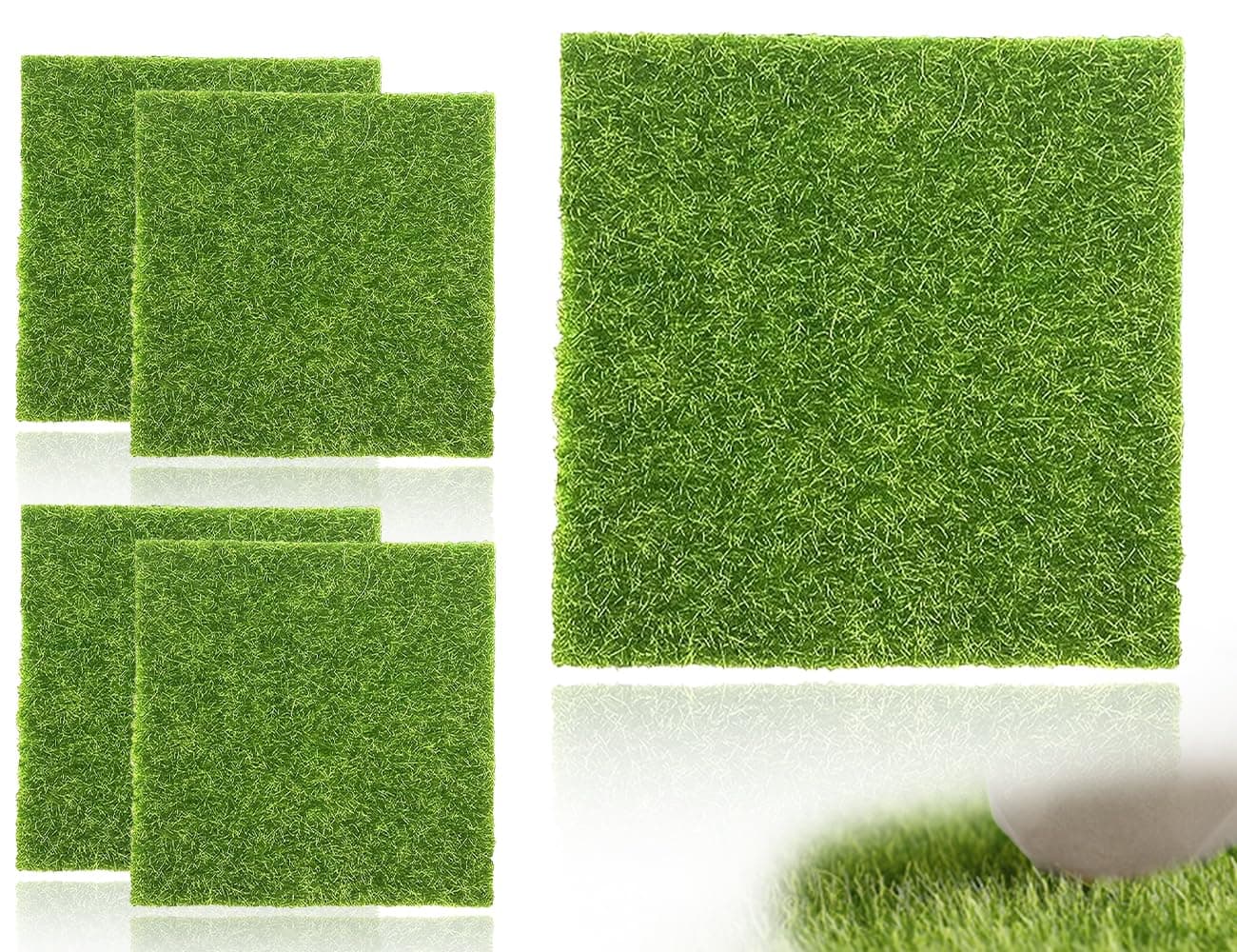 4 Stück Kunstrasen, 15x15cm Kunstrasen Teppich, Miniatur deko Garten Kunstrasen Verzierung Moos DIY Dekorationen, Kompatibel mit Miniatur Ornament Mini Garten Angebot bei HelloDeals