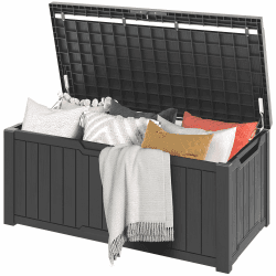 DWVO Auflagenbox Aufbewahrungsbox Garten Kissenbox Gartenbox Outdoor Gartentruhe |Wasserdicht Gasdruckfeder|Für Sitzauflagen Gartengeräte & Kinderspielzeug|450 Liter 142.1x67.7x60cm|Dunkelgrau Angebot bei HelloDeals