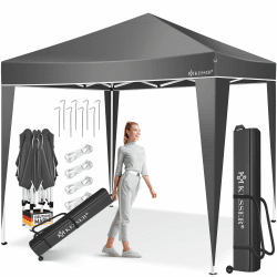 KESSER® Pavillon Faltpavillon 3x3m | Pop-Up Gartenpavillon Höhenverstellbar Stabil Wasserdicht Winterfest | Partyzelt Festzelt UV-Schutz 50+ inkl. Tasche mit Rollen & Bodenanker | Anthrazit 3x3m Anthrazit Angebot bei HelloDeals