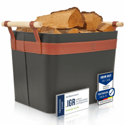 Holzkorb für Kaminholz Groß aus veganem Leder Kaminholzkorb Feuerholzkorb Brennholzkorb Kaminkorb | Korb Single Angebot bei HelloDeals