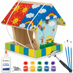 ITA DIY Futterhaus für Vögel zum Zusammenbauen und Bemalen FlybyFeeder - Vogelhaus Komplett Bausatz mit Hammer, Nägeln, Farben zum Bauen und Malen für Kinder - Bastelset für Jungen & Mädchen Angebot bei HelloDeals
