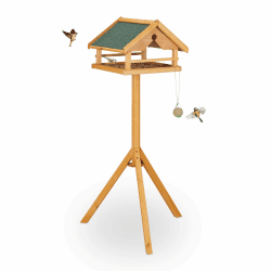 Relaxdays Vogelfutterhaus mit Ständer, groß, wetterfestes Dach, Garten, Holz Vogelhaus HBT 120 x 62 x 55 cm, Natur/grün Angebot bei HelloDeals
