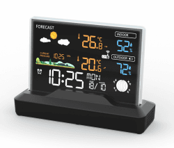 FUNK-WETTERSTATION "DELUXE" - FARBIGE WETTERSTATION MIT FUNKUHR, WETTERDATEN, AUSSENSENSOR, MONDPHASE, TEMPERATUR, LUFTDRUCK, NETZTEIL Angebot bei HelloDeals