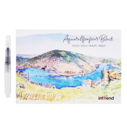 int!rend Aquarellpapier Postkartenformat A6 300g/m² - 60 Seiten Aquarell Papier Block mit Wassertankpinsel & Bleistift - Aquarell Postkarten Blanko - Aquarellblock Postkartenformat Din A6 - 60 Blatt Angebot bei HelloDeals