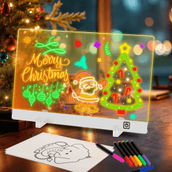 LED Zeichenbrett, 13.7” Leuchtendes Led Zeichenbrett für Kinder, LED Maltafel Notiztafel mit 7 Farben, Acryl Schreibtafel Weihnachtsgeschenke Spielzeug, Ledtafel mit Stift/Ständer Angebot bei HelloDeals