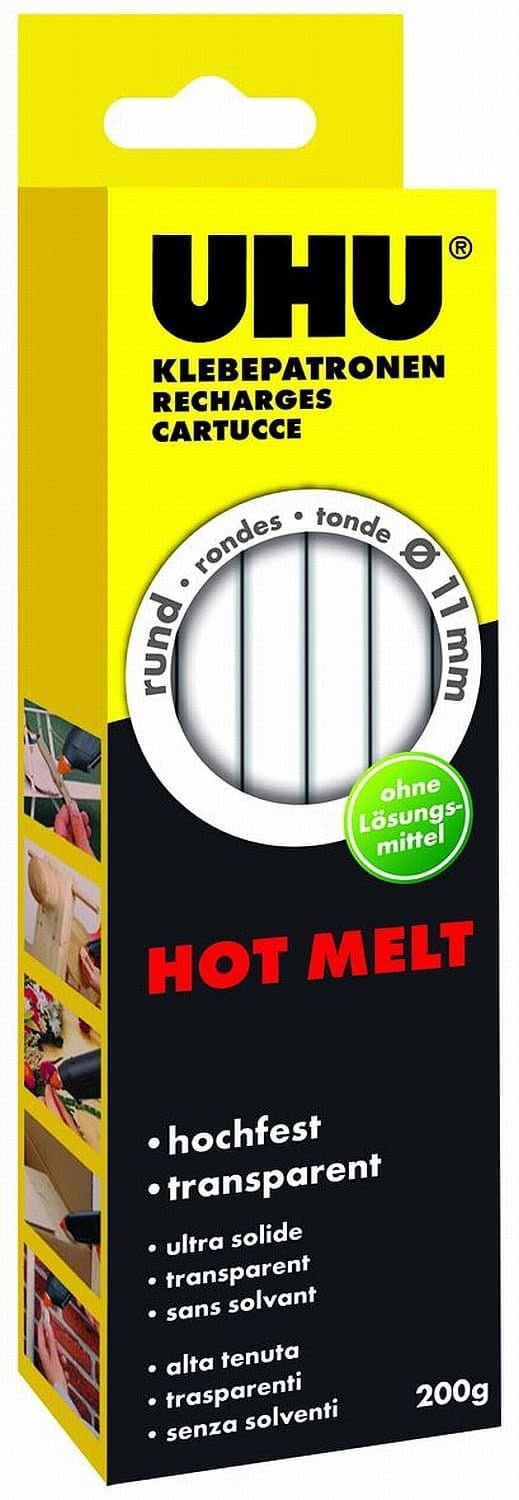 UHU Heißklebepatronen Hot Melt, Transparente Klebepatronen, 11 mm Durchmesser, transparent, 200g Angebot bei HelloDeals