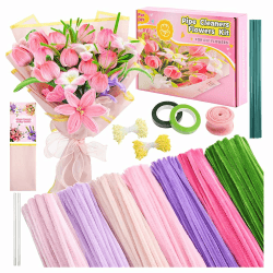 Pfeifenreiniger Blumen Set 791 Stücke, 400 Stück 7 Farben 8 mm Pfeifenputzer zum Basteln(Tulpen/Lilien) Pfeifenreiniger zum Basteln,Blumendraht, Schleifenband, 360 Stück Blumen Staubblatt für DIY Angebot bei HelloDeals