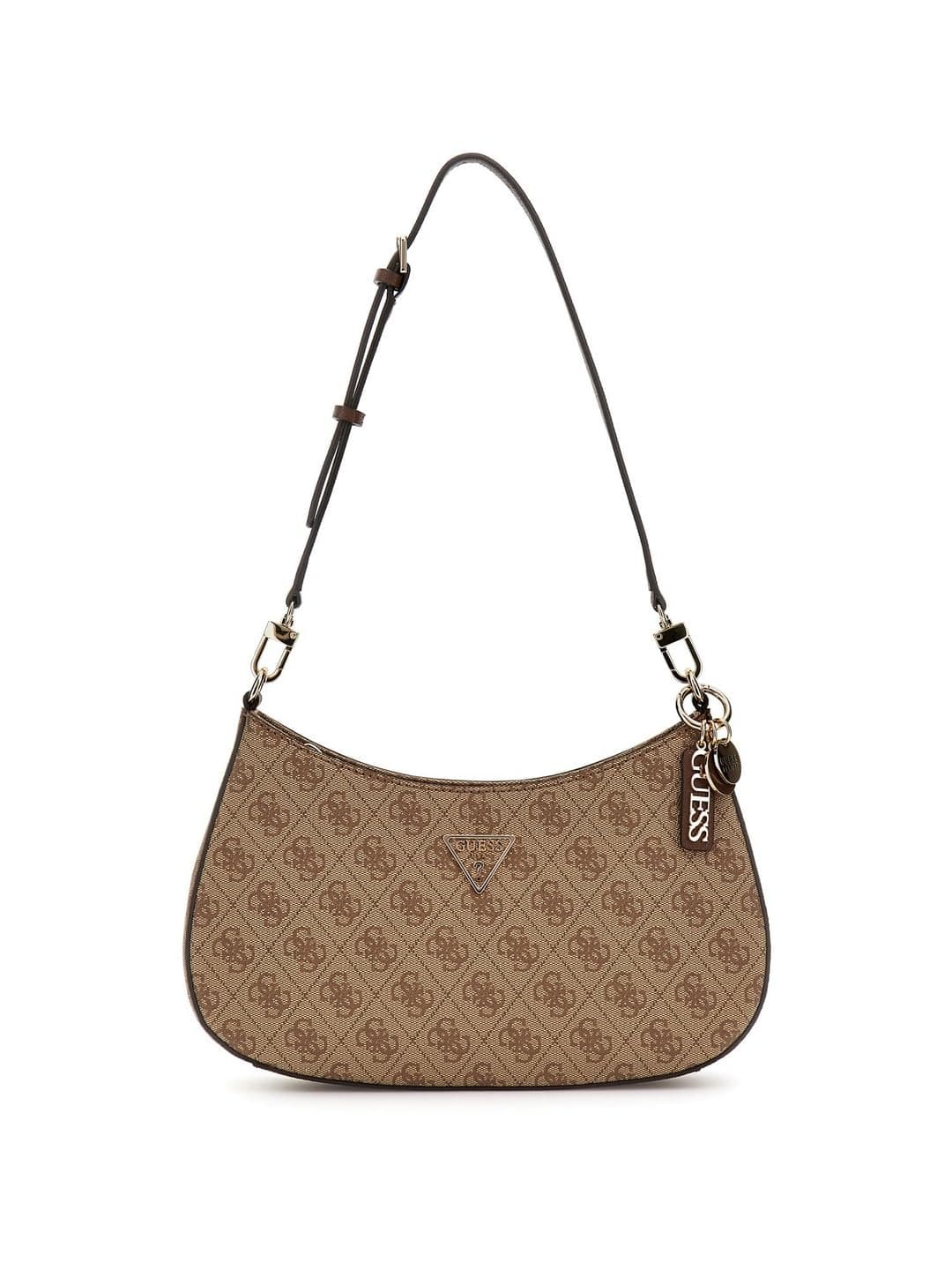 GUESS Noelle II Top Zipper Shoulder Bag Latte Logo/Brown Angebot bei HelloDeals