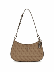 GUESS Noelle II Top Zipper Shoulder Bag Latte Logo/Brown Angebot bei HelloDeals