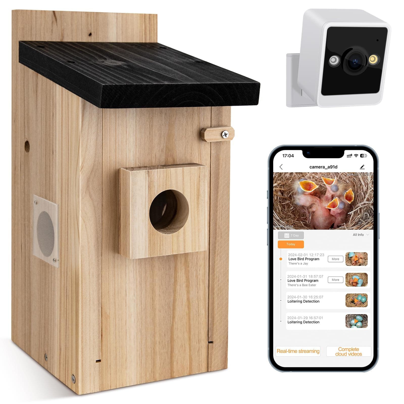 RAINBEAN Bird House with Camera,Nistkasten mit Kamera, 4 Millionen Pixel Outdoor-Vogelhaus-Kamera, Echtzeitbeobachtung des Nestbaus und der Brut von Vögeln, AI-Erkennung des Vogelverhaltens, DIY Angebot bei HelloDeals