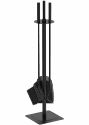 VOUNOT Kaminbesteck, 4-teilige Kamingarnitur Set mit Schaufel, Besen, Schürhaken & Halter, Schmiedeeisen Kaminwerkzeug Kaminzubehör Ofenbesteck, Schwarz Angebot bei HelloDeals