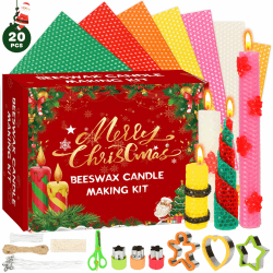 MOMOSTAR 20 Stück Wachsplatten für Kerzen, 20 * 20cm Bienenwachsplatten mit Docht, Bienenwachs Kerzen Selber Machen Weihnachten, Bienenwachskerzen Weihnachtsgeschenke für Kinder Erwachsene Angebot bei HelloDeals