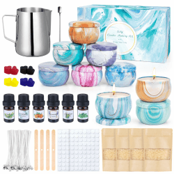 FONTOEN Kerzen Selber Machen Set,Kerzenherstellung Kit, Duftkerze Geschenke Set mit 480g Bienenwachs,9 Kerzendosen6 Duftöl,8 Farbblöcken,Wachsschmelztopf, diy set erwachsene für Erwachsene und Kinder Angebot bei HelloDeals