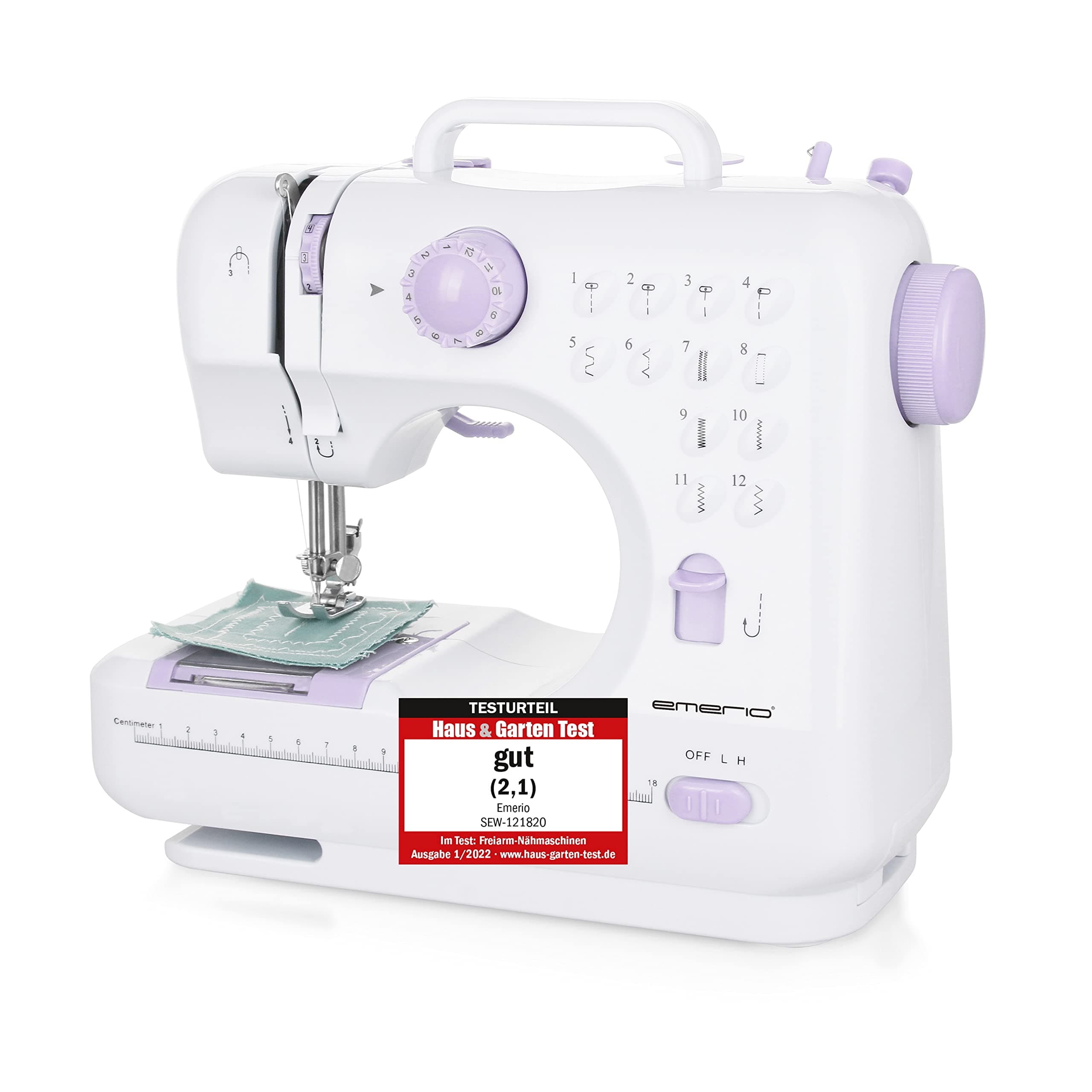 Emerio Nähmaschine für Kinder und Anfänger, SEW-121820, 12 Stichmuster, Mini mit Fußpedal, Strom und Batteriebetrieb, Zuhause, LED Licht, Vor und Rückwärtsautomatik, Weiß/Rosa Angebot bei HelloDeals