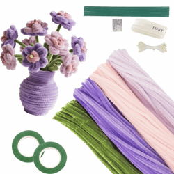 Bingqiling Pfeifenreiniger Bastelset 400 Stück - 4 Farben inkl. Blumendraht, Perlen & Bänder für DIY Blumen, Deko & Kinderbasteln | Komplettset für kreative Projekte Violett Angebot bei HelloDeals