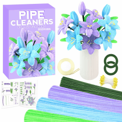 ZEIZHUBN Pfeifenreiniger Blumen Set, 300 Stück Pfeifenputzer zum Basteln, Pfeifenreiniger zum Basteln, 3 Farben Pipe Cleaner mit Blumendraht, Blumenband für Blumenstrauß DIY Dekorationen (Violett) Angebot bei HelloDeals
