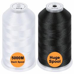 New brothread 2er Set (Weiß+Schwarz) Polyester Maschinen Stickgarn Riesige Spule 5000M für alle Stickmaschine 1xWeiß+1xSchwarz Angebot bei HelloDeals