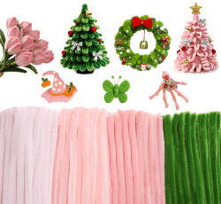 400 Stück Rosa Pfeifenreiniger Blumen set(4 Farben), 400 Stück Pipe Cleaners for Crafts mit 20 Grünen Blumenstäben, Klebeband, Blumenpapier, Geschenkband& Blütenstempeln für Blumen Basteln & Diy 300 Rosa+ 100 Grün Angebot bei HelloDeals