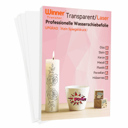 A4X10, Laser Wasserschiebefolie(TRANSPARENT),Kerzentattoos, Water Slide Paper - Wasser Transferfolie, für Spielzeugmodelle,Tassen,Keramik, Glas, Kunststoff(D-WT-8-10-Neu) Wasserschiebefolie Laser-10 Blatt Angebot bei HelloDeals