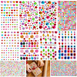 2500 Stück Glitzersteine Selbstklebend, Bunte Strasssteine Selbstklebend in Verschiedenen Formen & Größen, Glitzer Sticker zum Basteln, für Gesicht Körper Nägel Handwerke Fotorahmen und Grußkarten Angebot bei HelloDeals