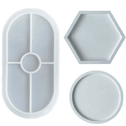 3 Stücke Silikonform Tablett Untersetzer Silikonform Rund Oval Hexagon，Epoxid Formen，für Resin Art Formen Untersetzer DIY Teetablett Obsttablett Kunsthandwerk Basteln Haus Dekoration Angebot bei HelloDeals