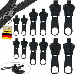 BAKEVIC Reißverschluss Zipper,12 Stück Reisverschluss Reparatur Set,Abnehmbare Zipper Pull Fixer Reparatur Set für Universal,Kleidung,Bettzug, Gepäck. Angebot bei HelloDeals