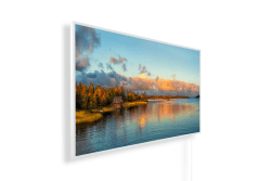 Infrarotheizung mit Bild – Herbst Bildmotive – TÜV SÜD - 1200 Watt Bildheizung - Weißer Rahmen (01. Haus am See) 1200 W B001. Haus Am See Angebot bei HelloDeals
