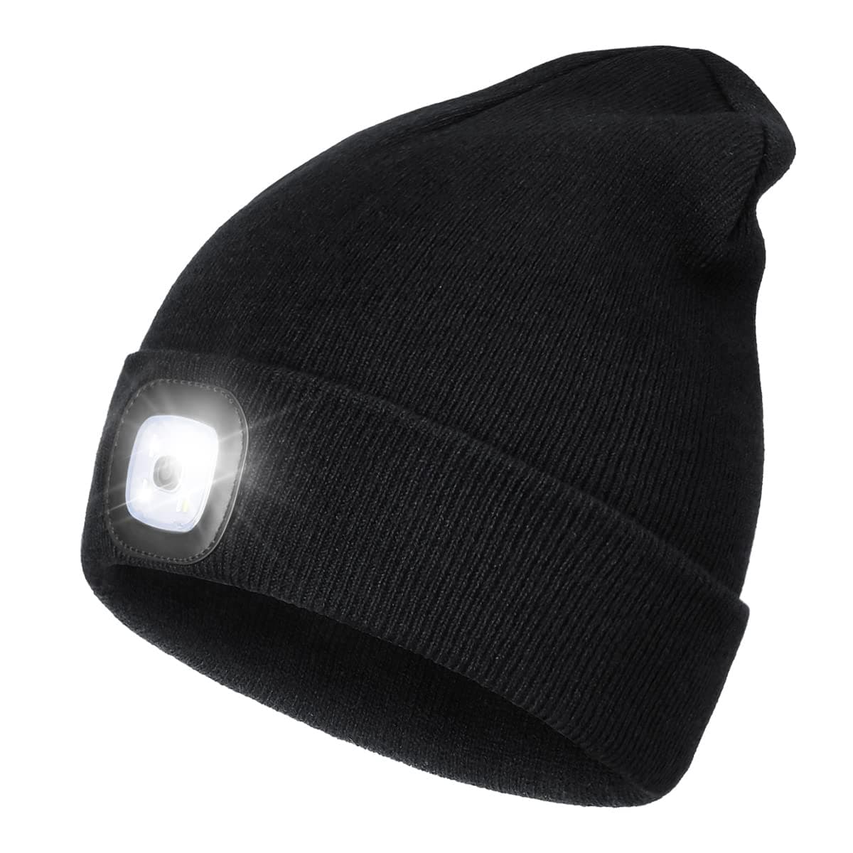 Wmcaps Mütze mit Led Licht, Wiederaufladbare USB Freisprech Stirnlampe Strickmütze Wintermütze Warme Mütze Kappe Scheinwerferkappe zum Camping Joggen Geschenke für Männer Frauen Einheitsgröße Schwarz Angebot bei HelloDeals