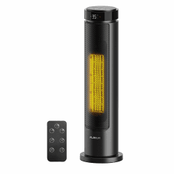 Heizlüfter Energiesparend, 2000W PTC Keramik Heizlüfter Leise, 60cm Elektroheizung mit Thermostat & Fernbedienung, ECO Modus, 70° Oszillation, 12h Timer, Überhitzungs-Kippschut (Black, 1Pack) 60cm Schwarz Angebot bei HelloDeals