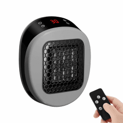 Heizlüfter Energiesparend, 2025 Neu Elektrische Heizung, Heizlüfter mit Fernbedienung LED 3 Windgeschwindigkeiten Tragbare Keramik Elektroheizung Plug-in Go Heater für Büro Heim Schlafsaal (Grau) Angebot bei HelloDeals