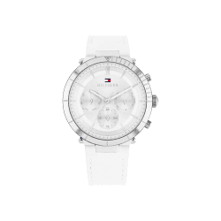 Tommy Hilfiger Multi Zifferblatt Quarz Uhr für Damen mit Weisses Lederarmband - 1782352 Angebot bei HelloDeals