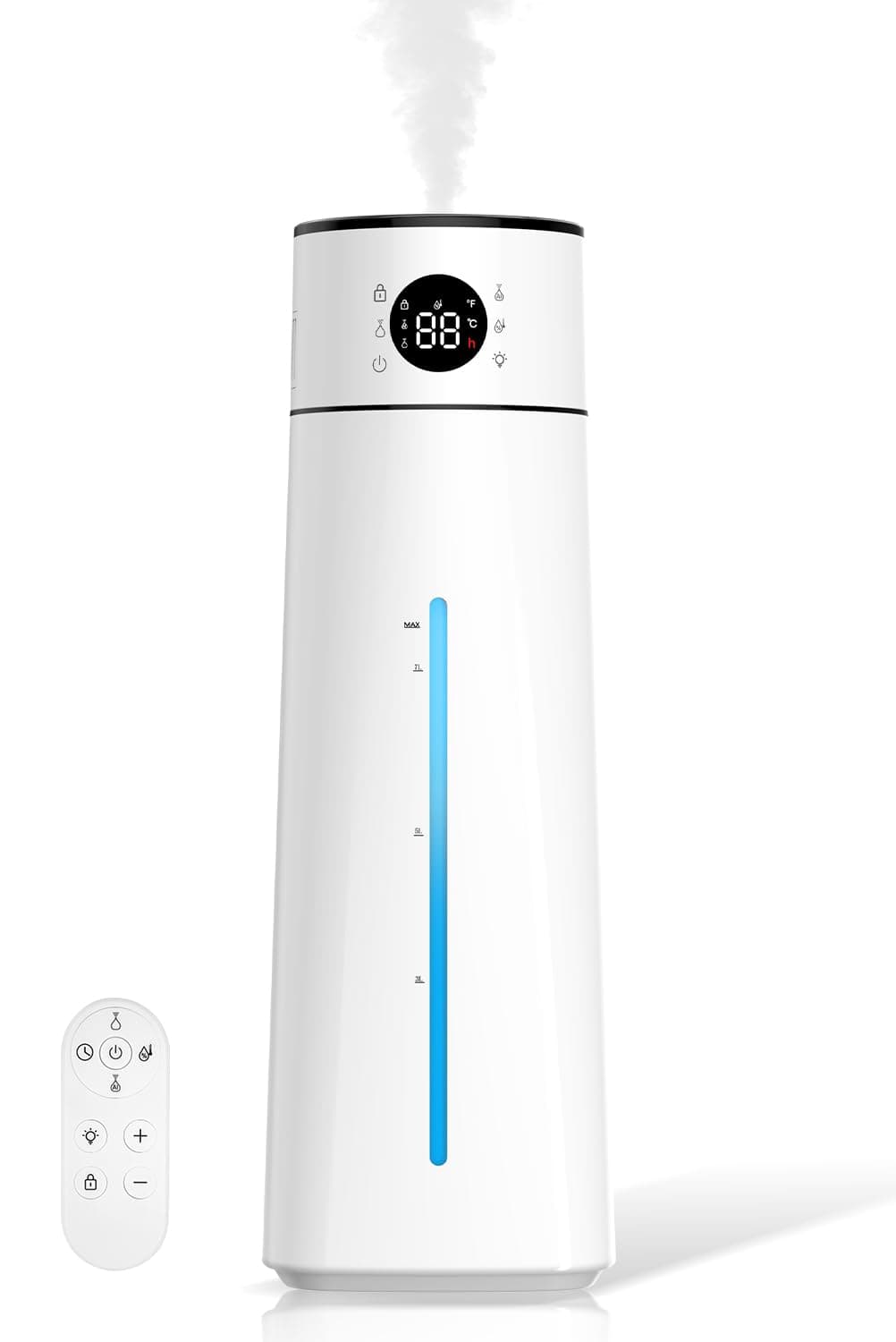 Luftbefeuchter Schlafzimmer 8L, Ultraschall Top-Fill Humidifier für Baby Kinderzimmer Pflanzen mit Fernbedienung Nachtlicht 80H, Leise Raumbefeuchter, Timer, Intelligente Luftfeuchtigkeitskontrolle Angebot bei HelloDeals